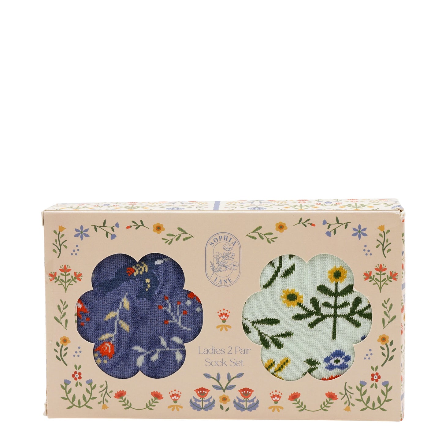 Set of 2 Sophia Lane Floral Ladies Sock Pairs
