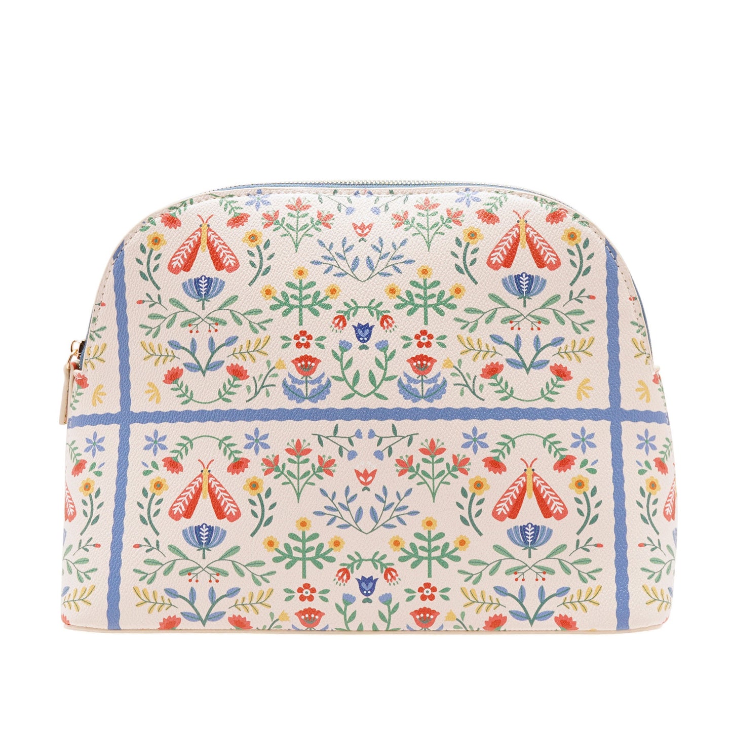 Sophia Lane Large Floral Make-Up Bag in Cream
