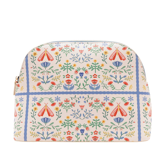 Sophia Lane Large Floral Make-Up Bag in Cream