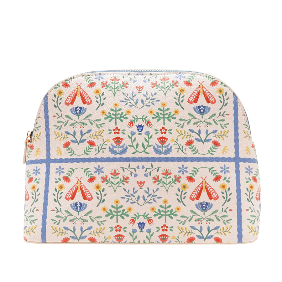 Sophia Lane Large Floral Make-Up Bag in Cream