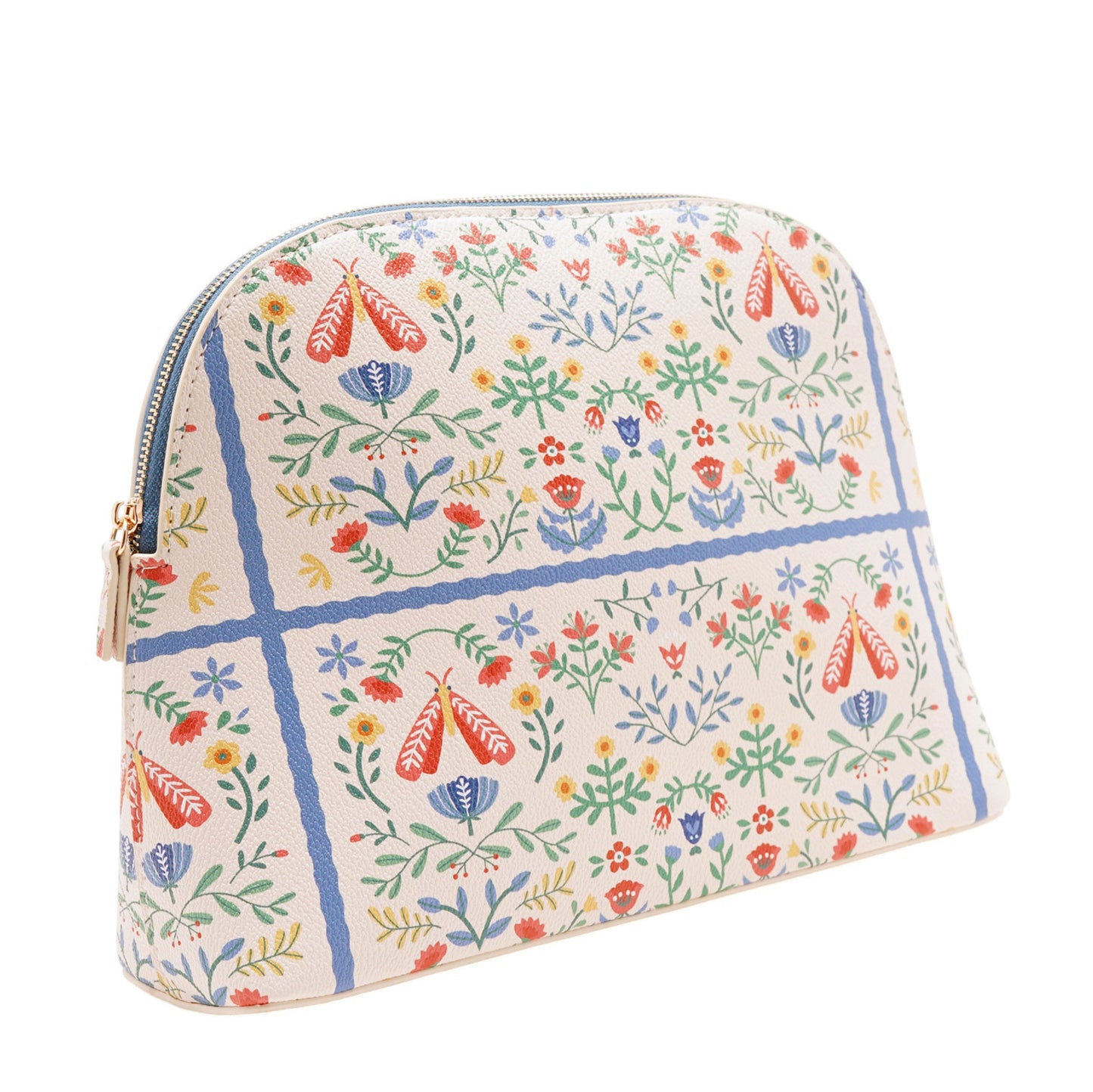 Sophia Lane Large Floral Make-Up Bag in Cream