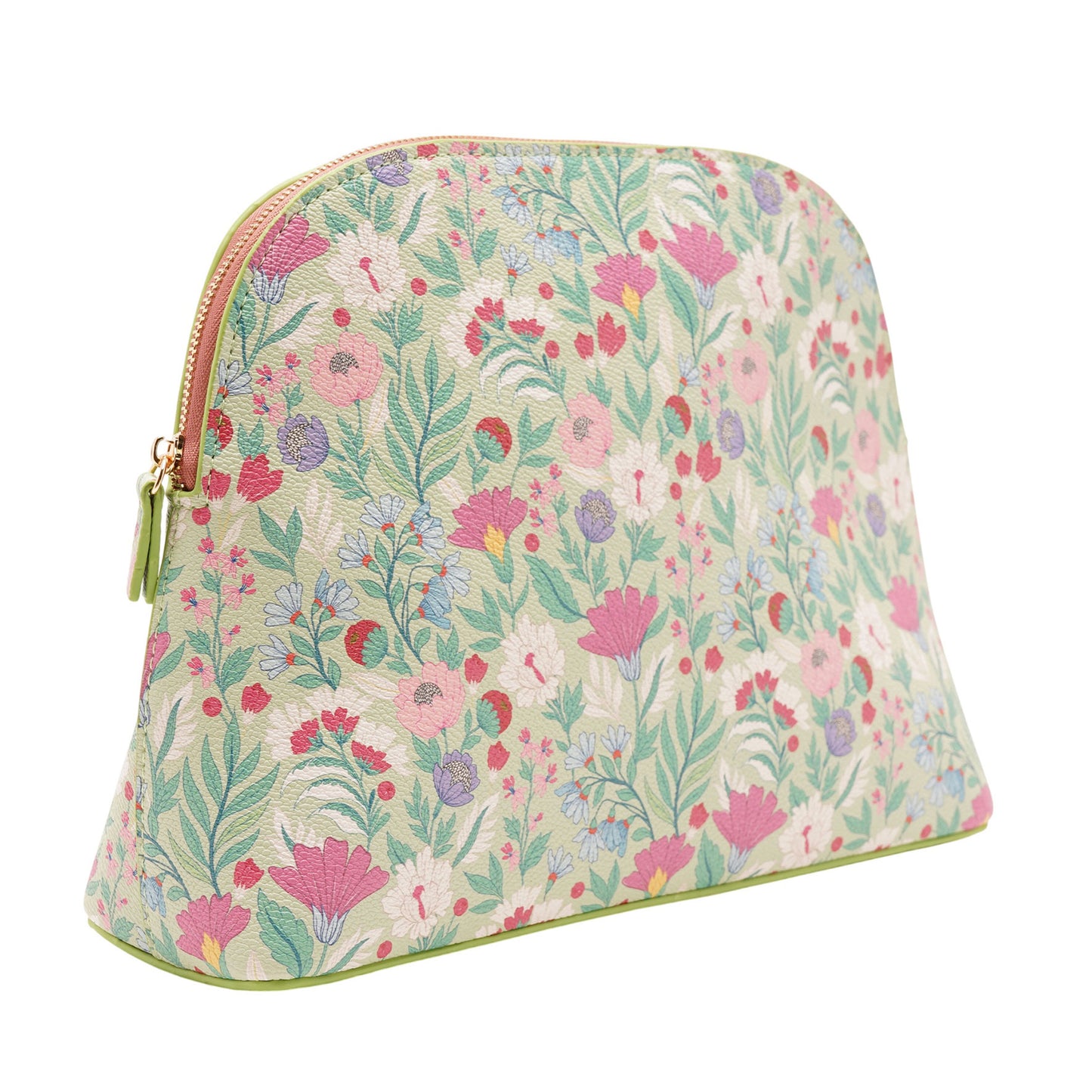 Sophia Lane Large Floral Make-Up Bag in Green