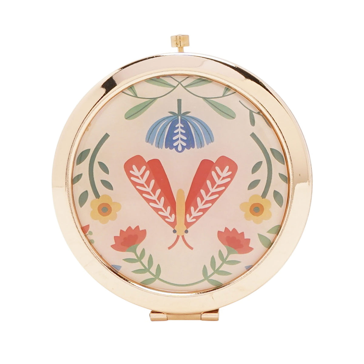Sophia Lane Floral Compact Mirror in Cream