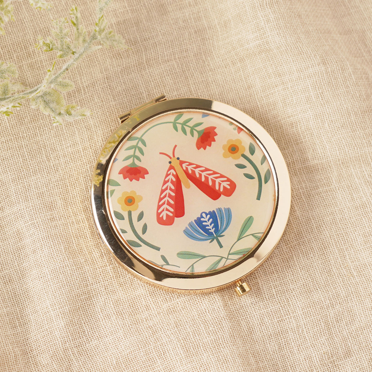 Sophia Lane Floral Compact Mirror in Cream