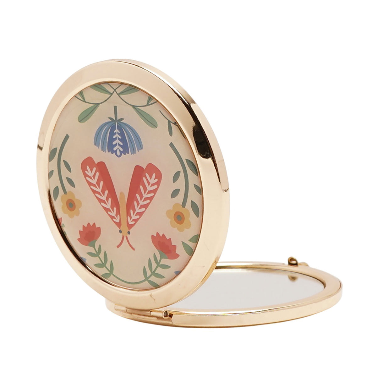 Sophia Lane Floral Compact Mirror in Cream