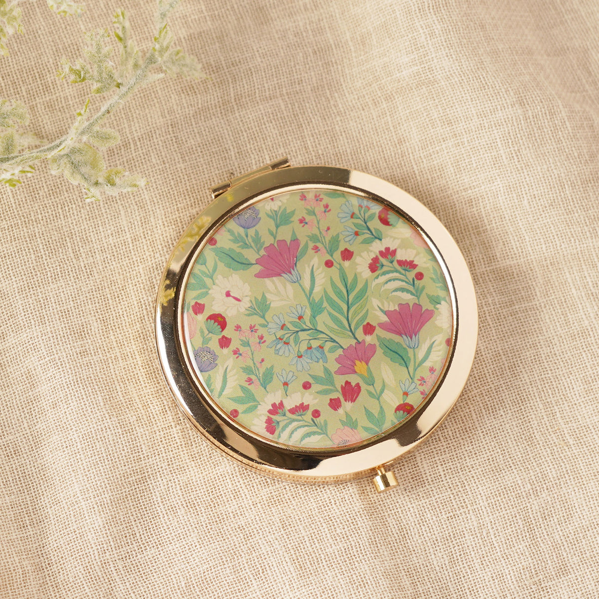 Sophia Lane Floral Compact Mirror in Green