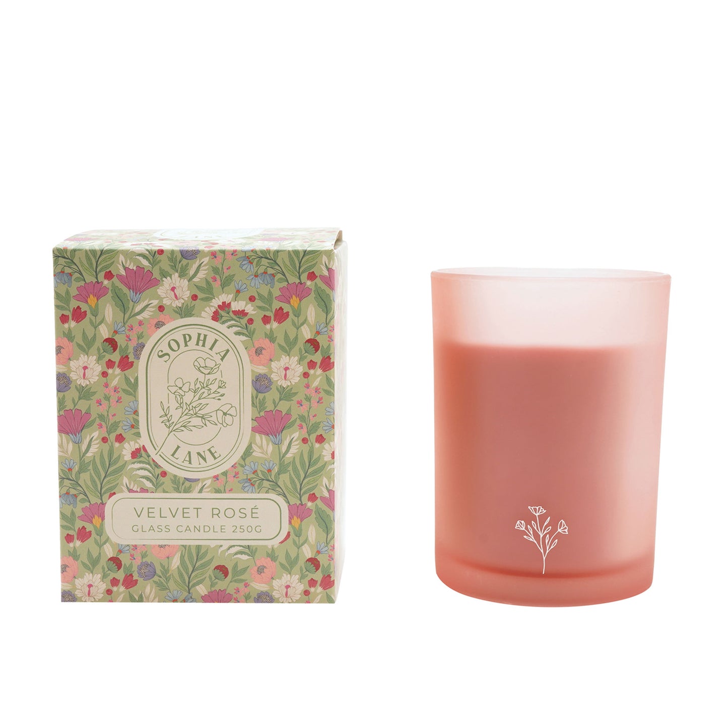 Sophia Lane Velvet Rose Floral Candle 250g