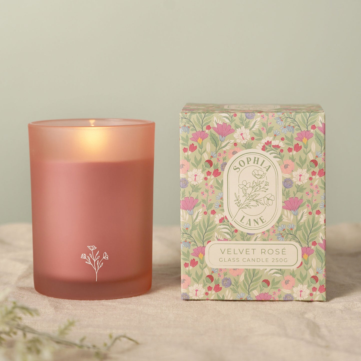 Sophia Lane Velvet Rose Floral Candle 250g
