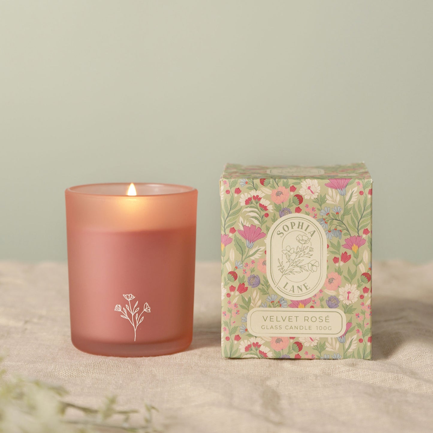 Sophia Lane Velvet Rose Floral Candle 100g