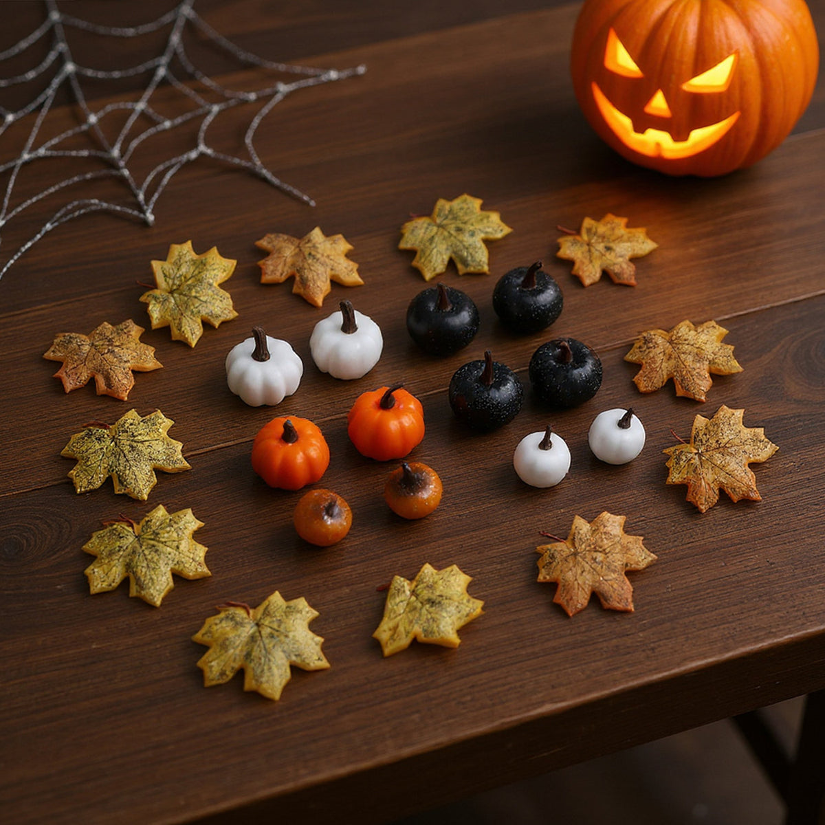 Maple Leaves and Pumpkin Ornament Set 24 Piece