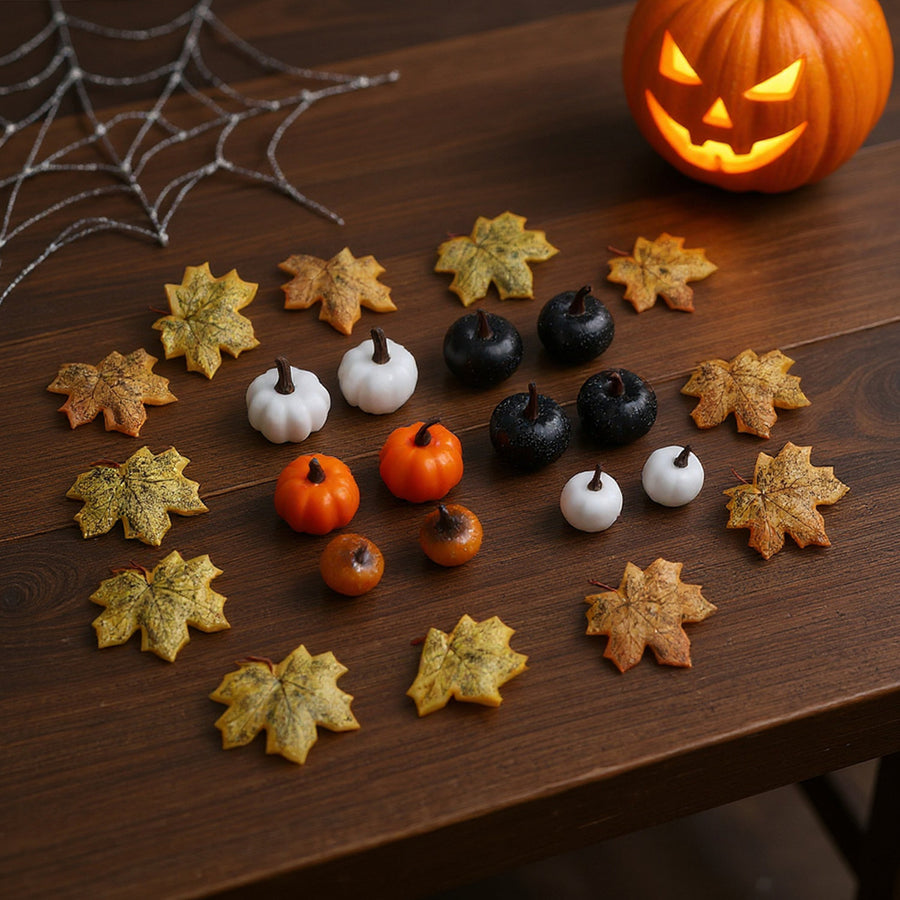 Maple Leaves and Pumpkin Ornament Set 24 Piece