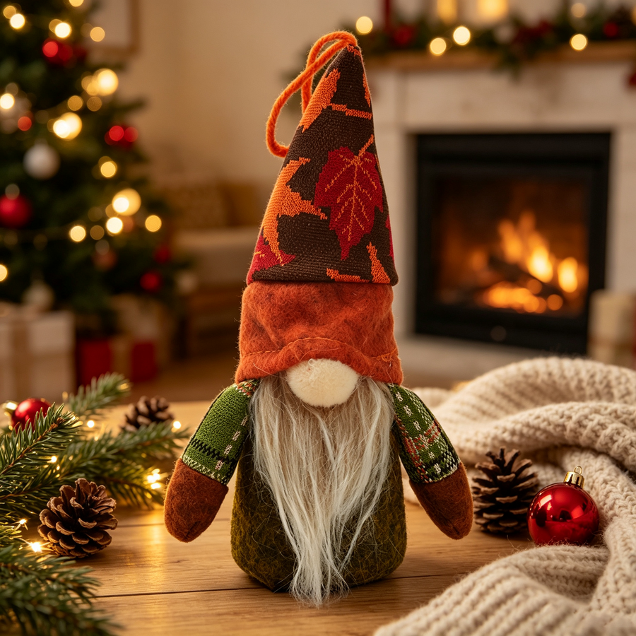 Autumn Harvest LED Handmade Maple Gnome Ornament 17cm