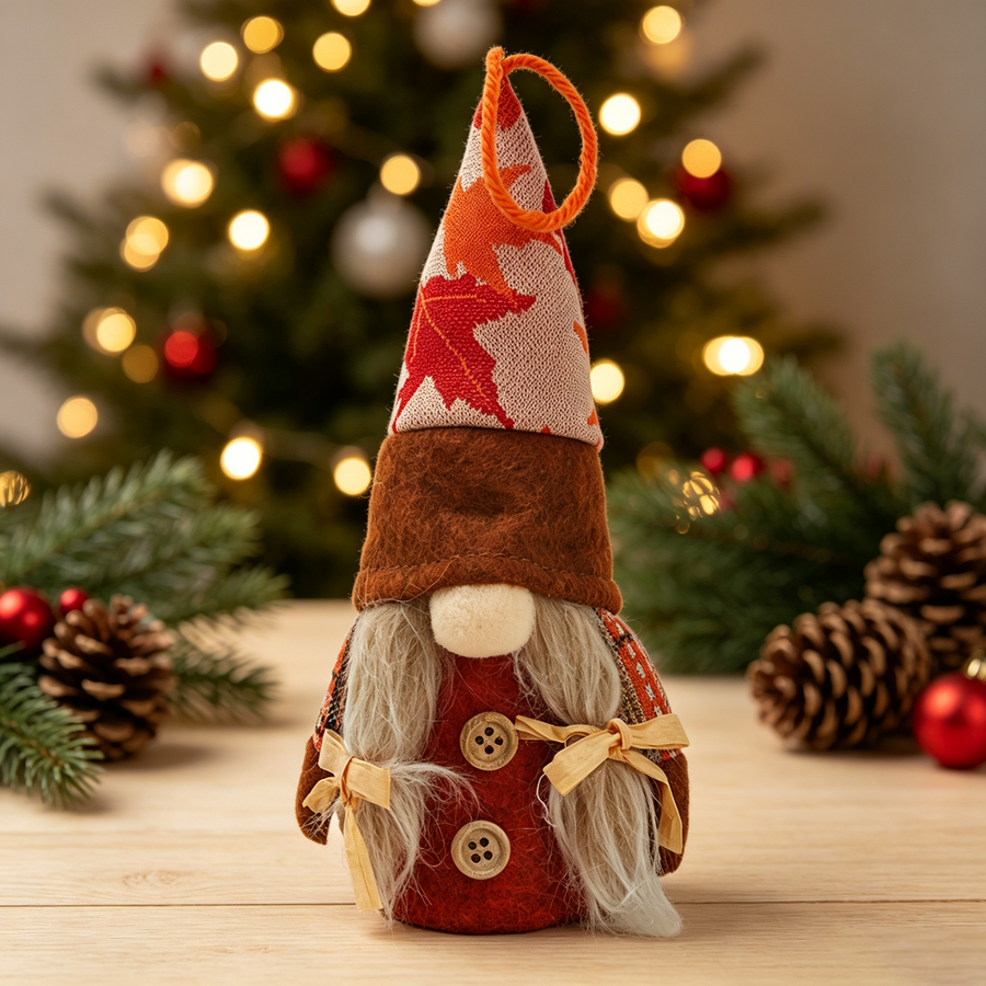 Harvest Maple LED Gnome Ornament 17cm