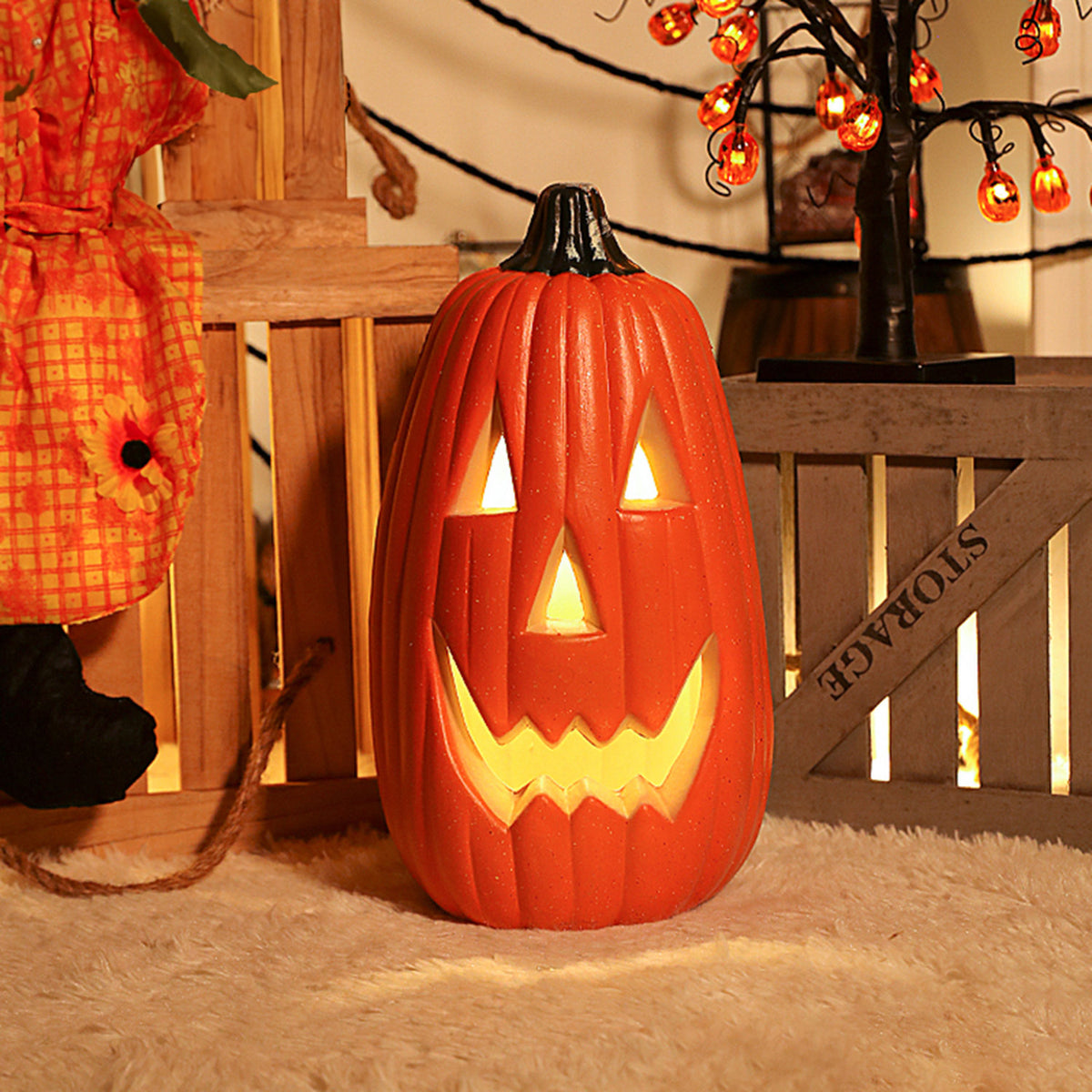 Halloween LED Thin Pumpkin Lantern 34cm
