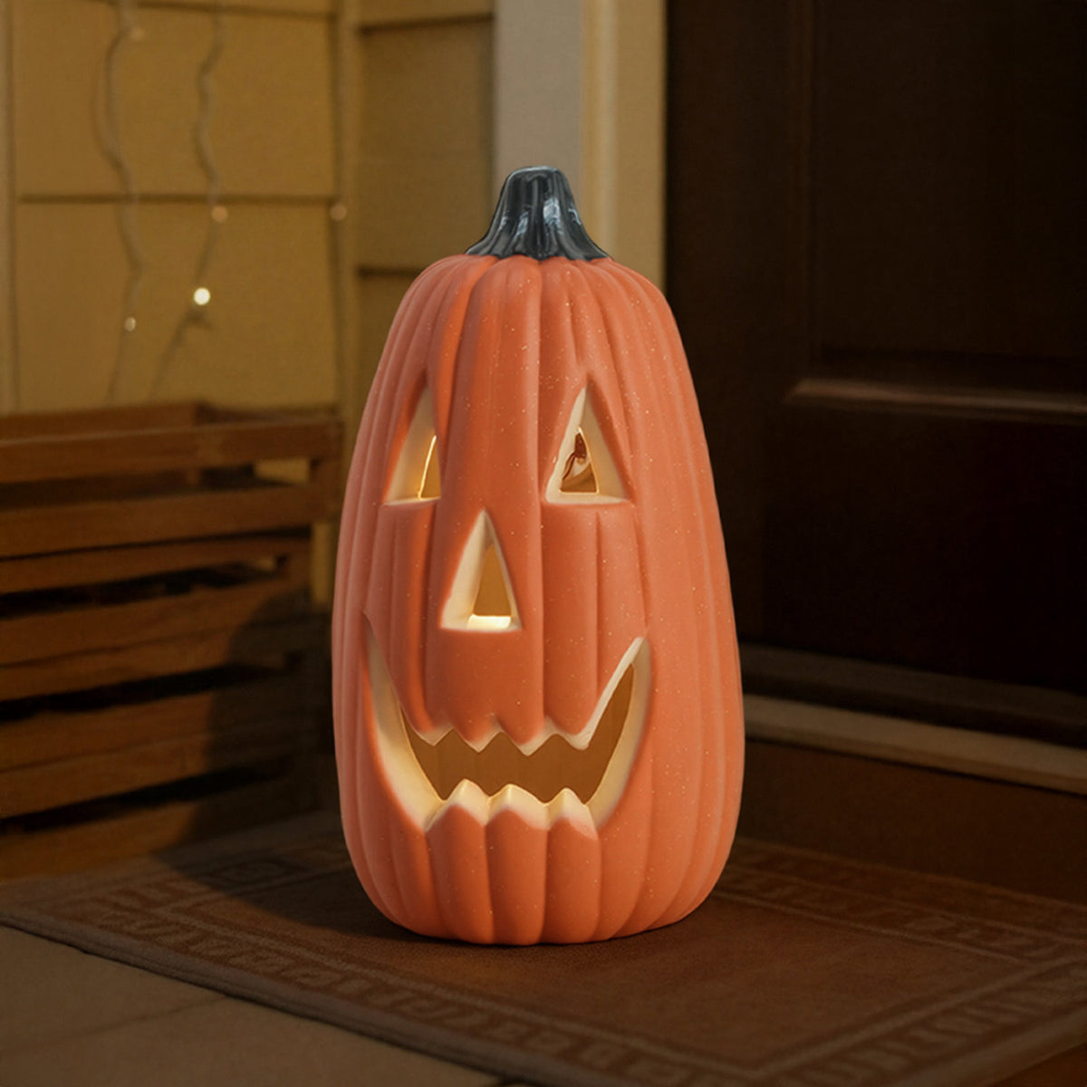 Halloween LED Thin Pumpkin Lantern 34cm