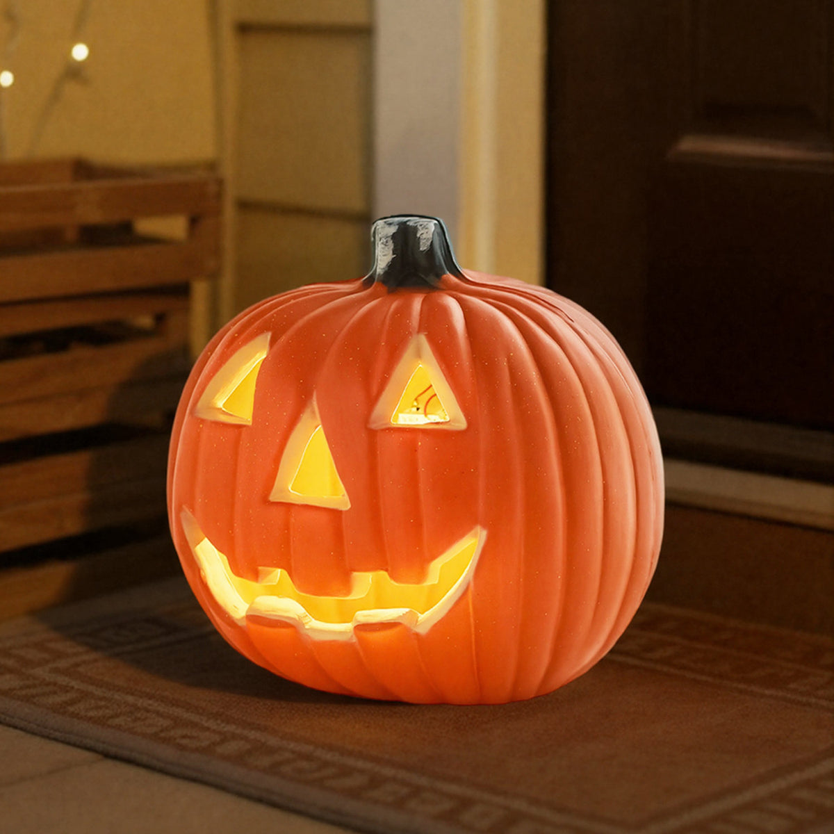 Halloween Smiley Pumpkin LED Lantern 18cm