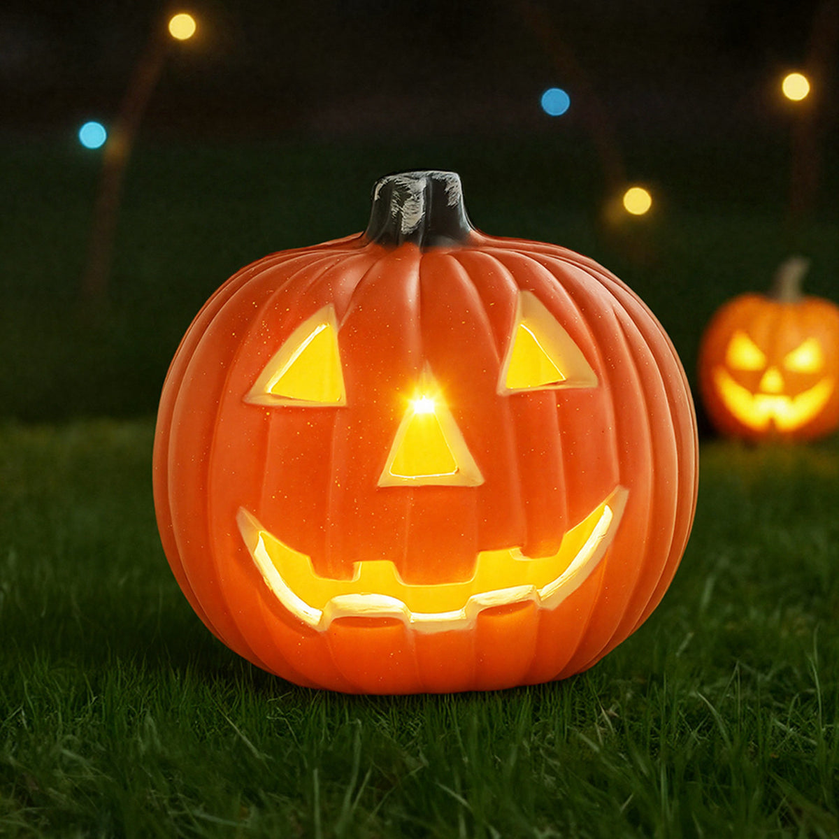 Halloween Smiley Pumpkin LED Lantern 18cm
