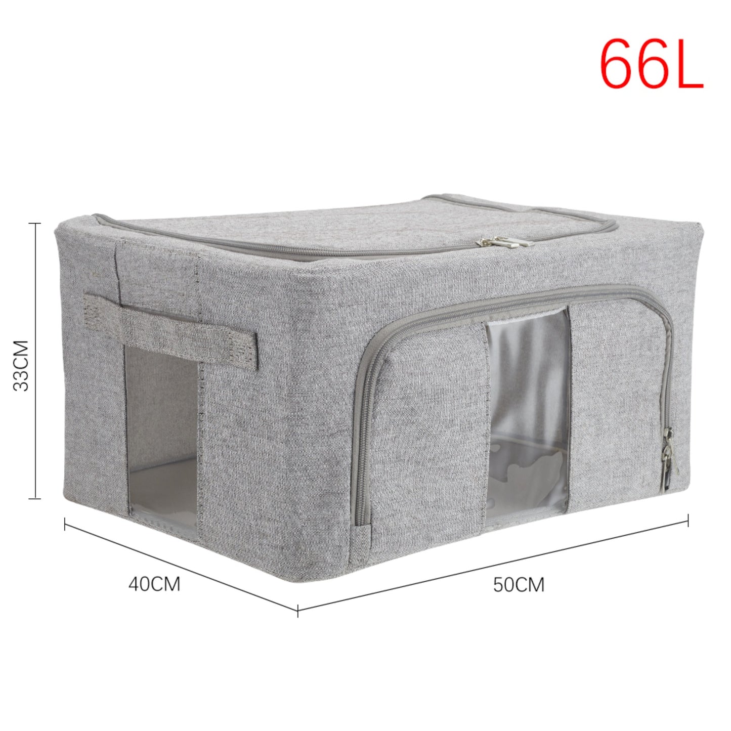 66L Grey Fabric Storage Box with Metal Frame