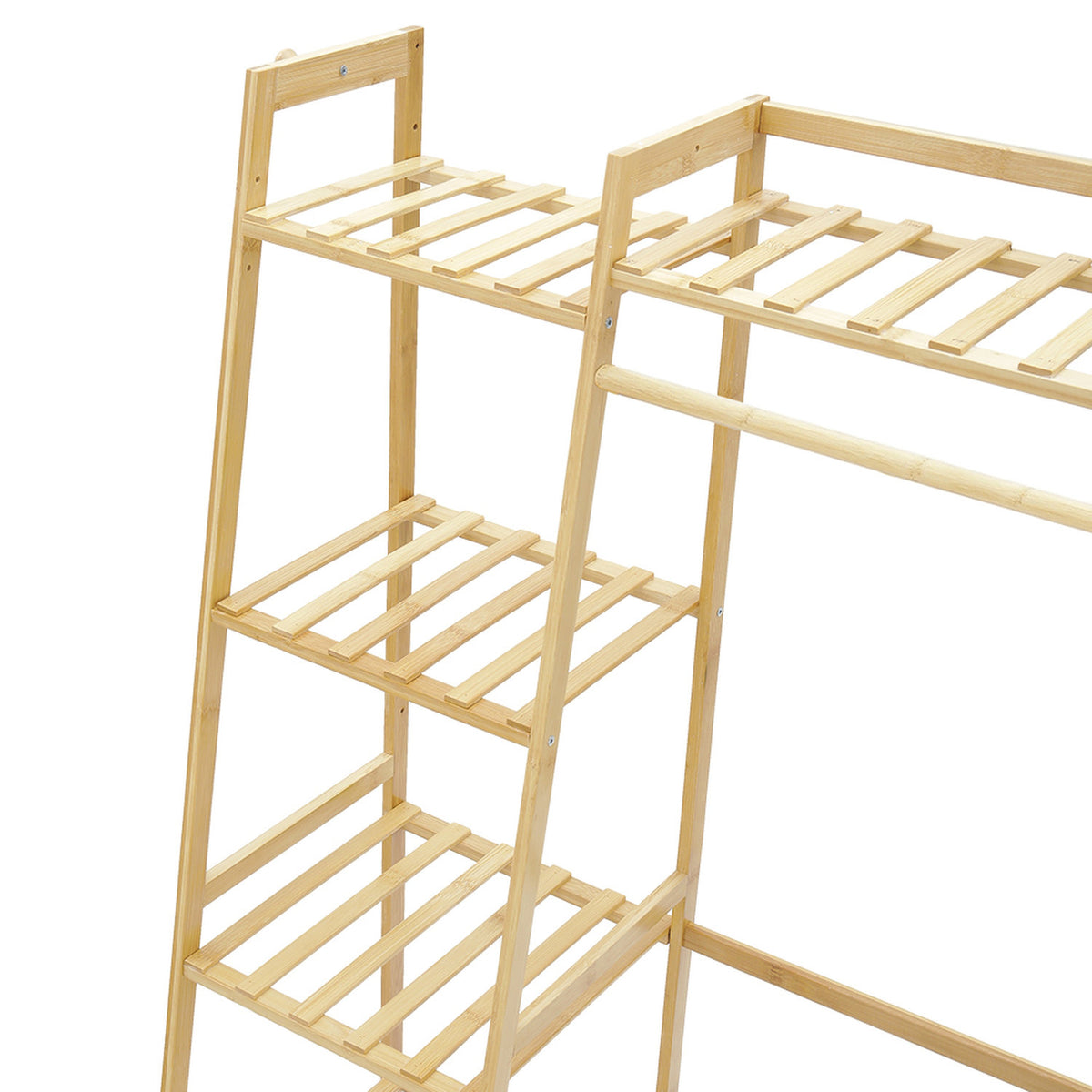 7 Tier Natural Bamboo Garment Rack 130cm
