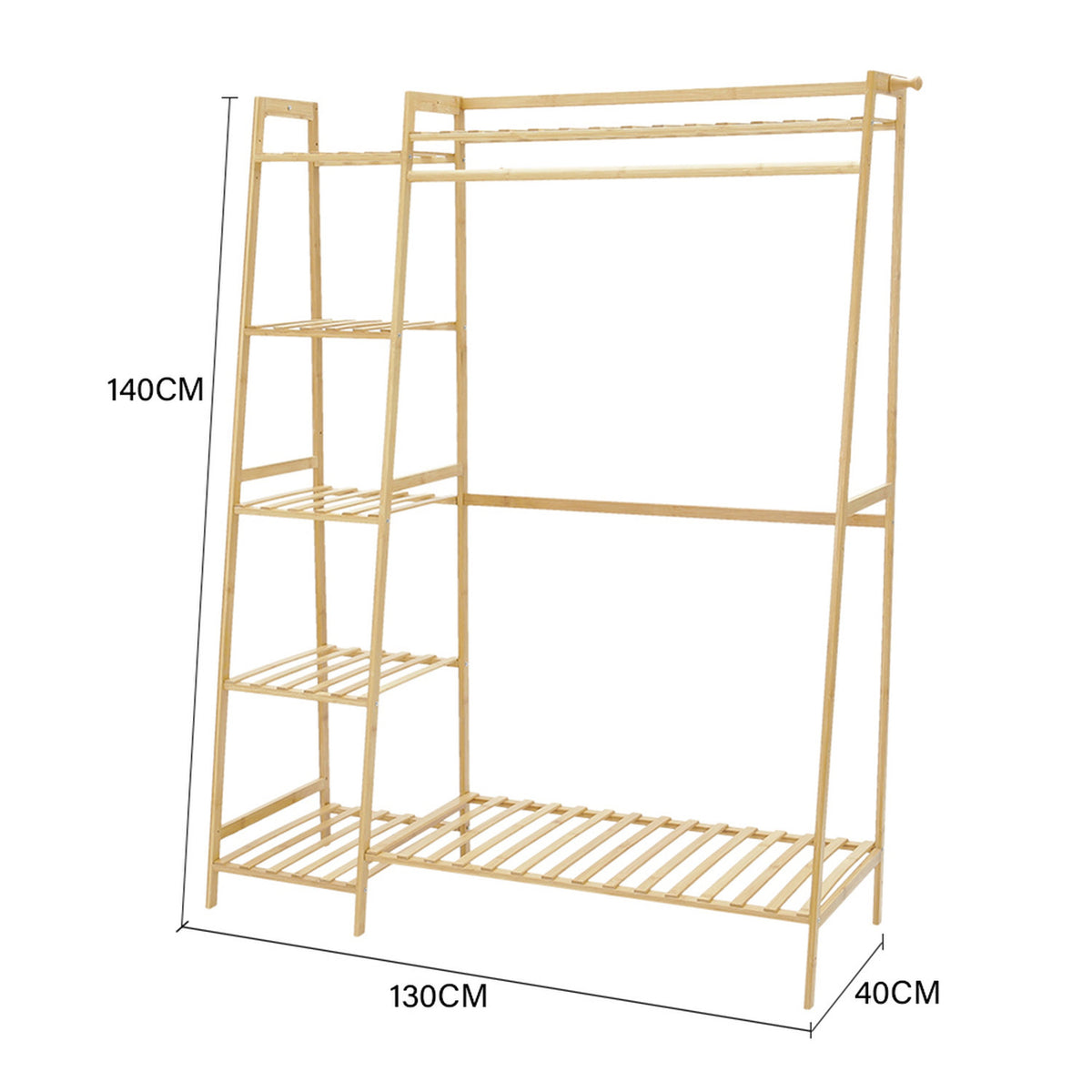 7 Tier Natural Bamboo Garment Rack 130cm