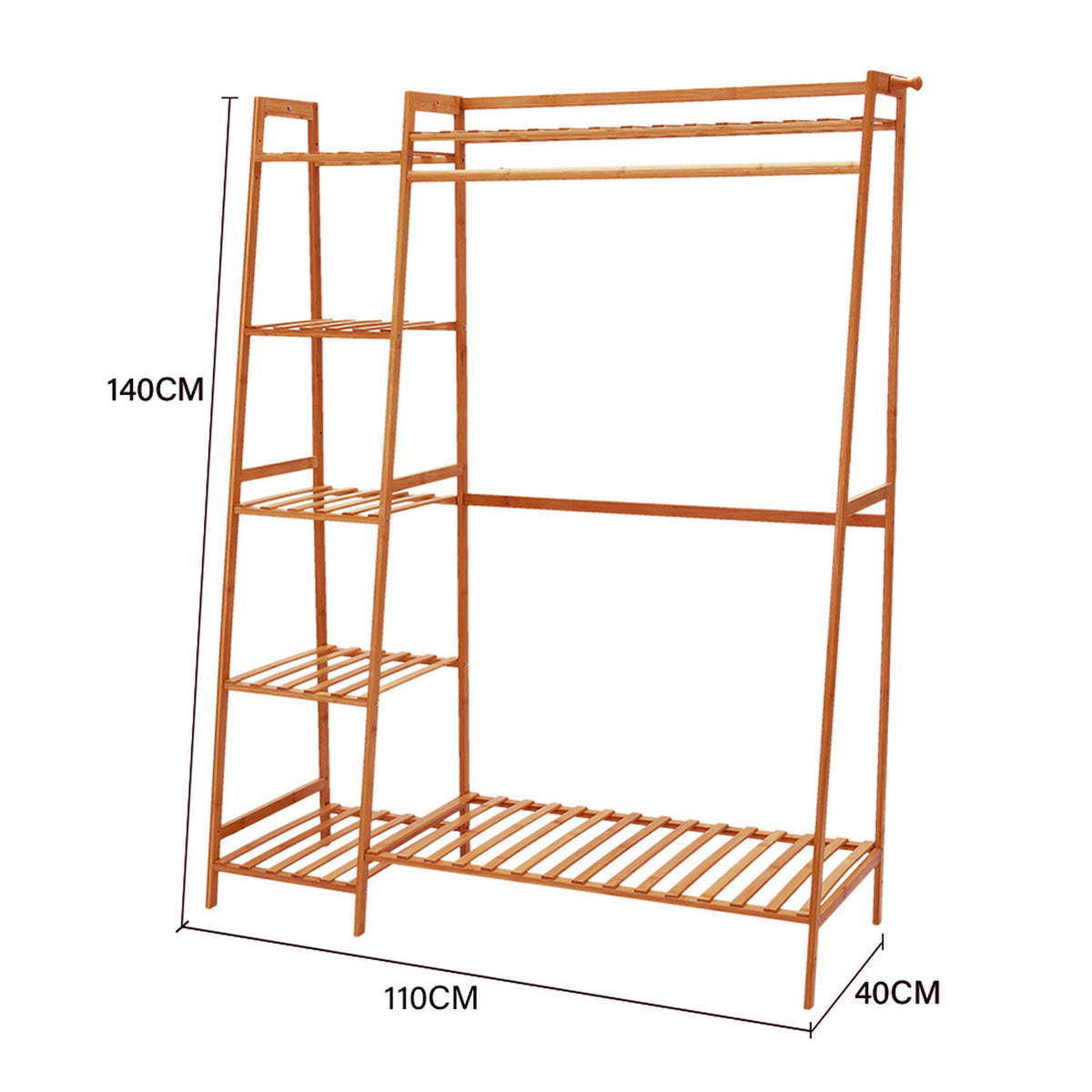 Bamboo Clothing Rack Brown 7 Tier 110cm