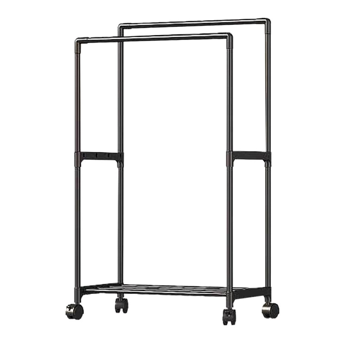Double Rod Metal Clothes Rack with Wheels