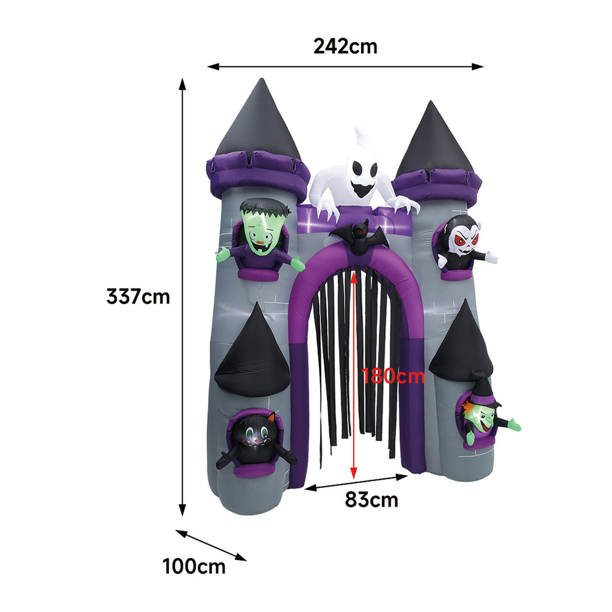 Inflatable Halloween LED Haunted Castle Archway 11ft