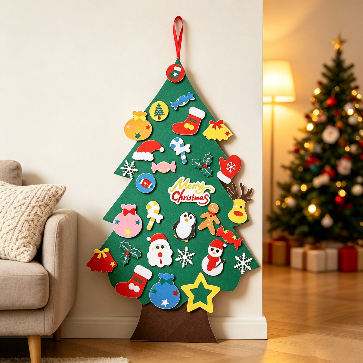 DIY Felt Christmas Tree with Detachable Ornaments