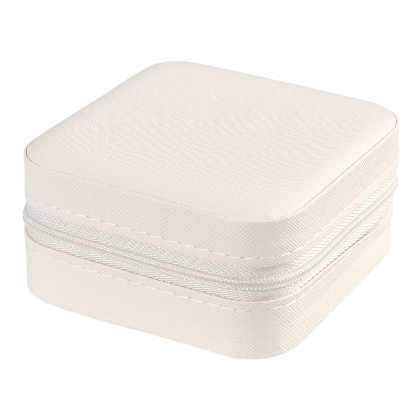 Portable Small White Faux Leather Jewellery Case
