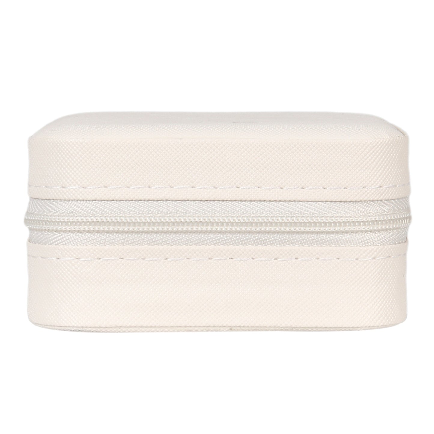 Portable Small White Faux Leather Jewellery Case