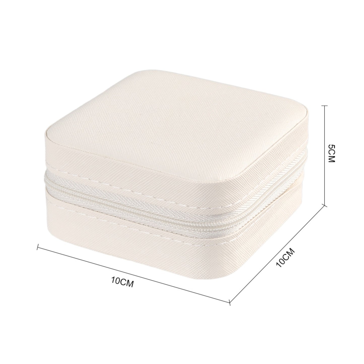 Portable Small White Faux Leather Jewellery Case