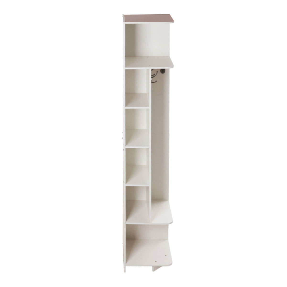 White 6 Tier Corner Storage Rack with Hooks 40cm