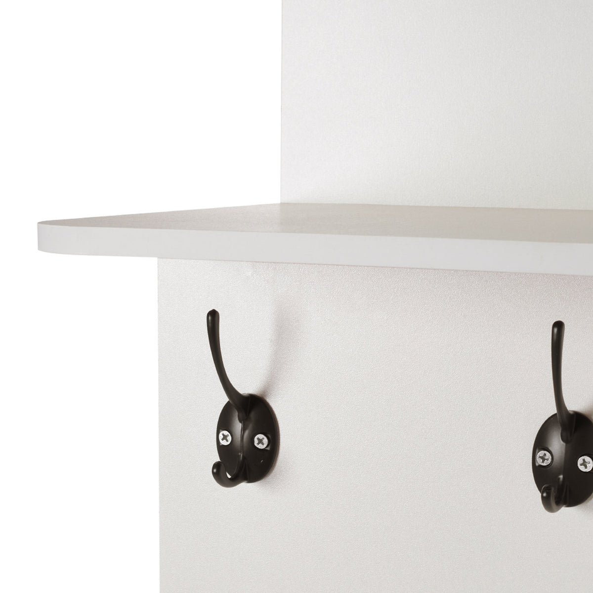 White 6 Tier Corner Storage Rack with Hooks 40cm