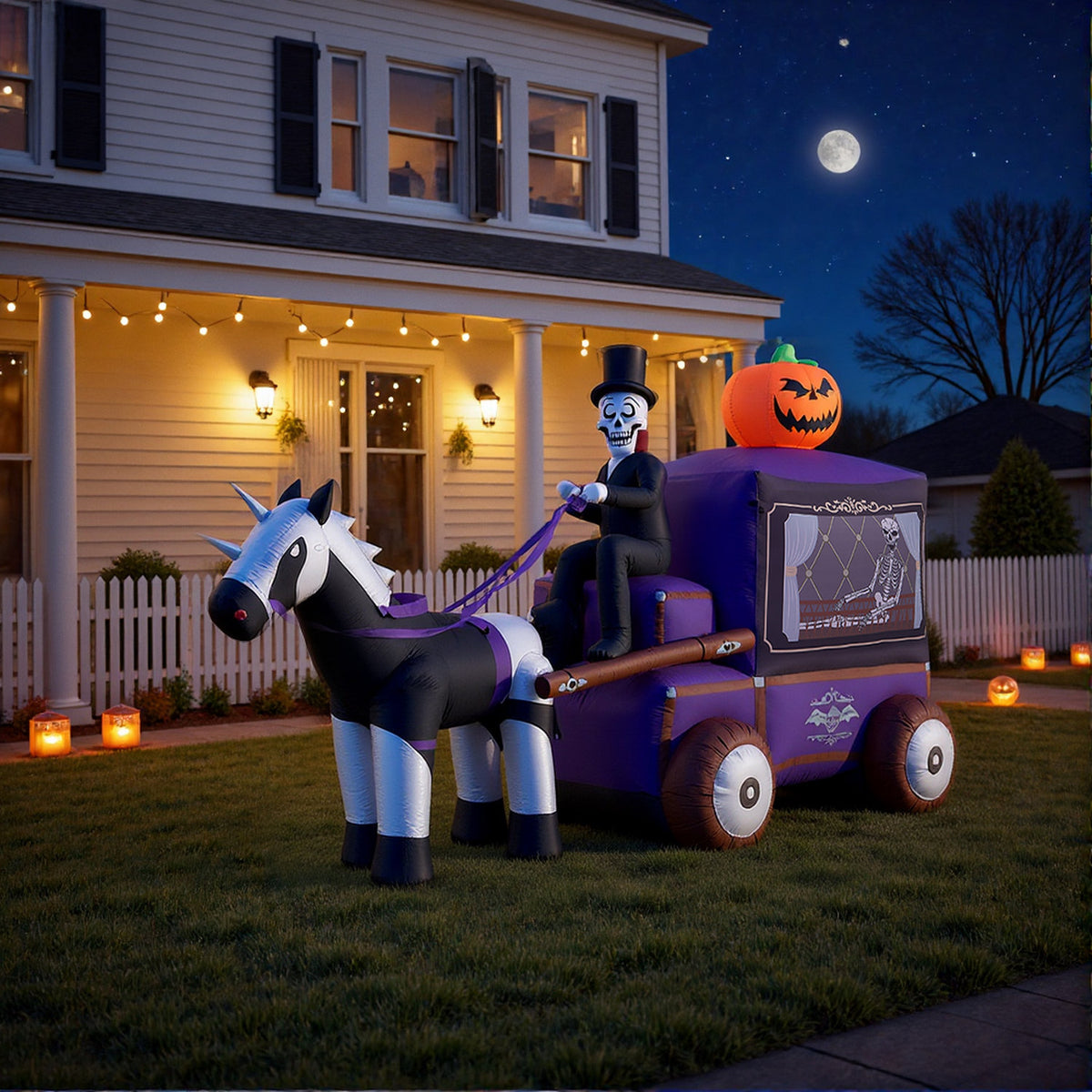 Halloween Inflatable LED Grim Reaper Carriage 6ft