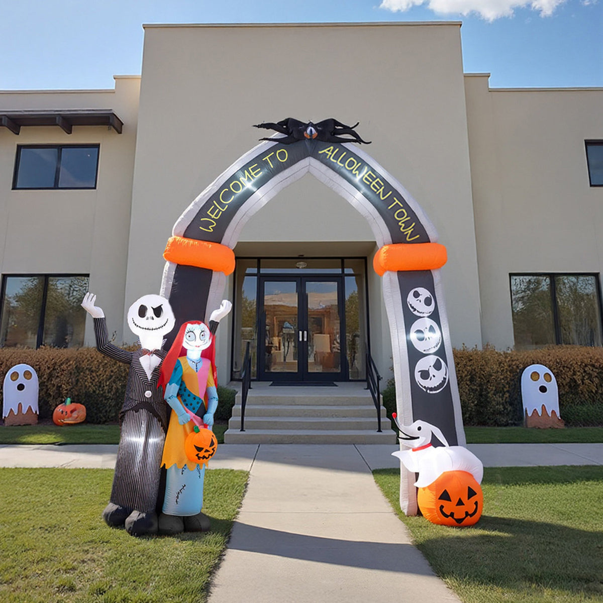 Inflatable Halloween LED Jack Skellington & Sally Arch 10ft