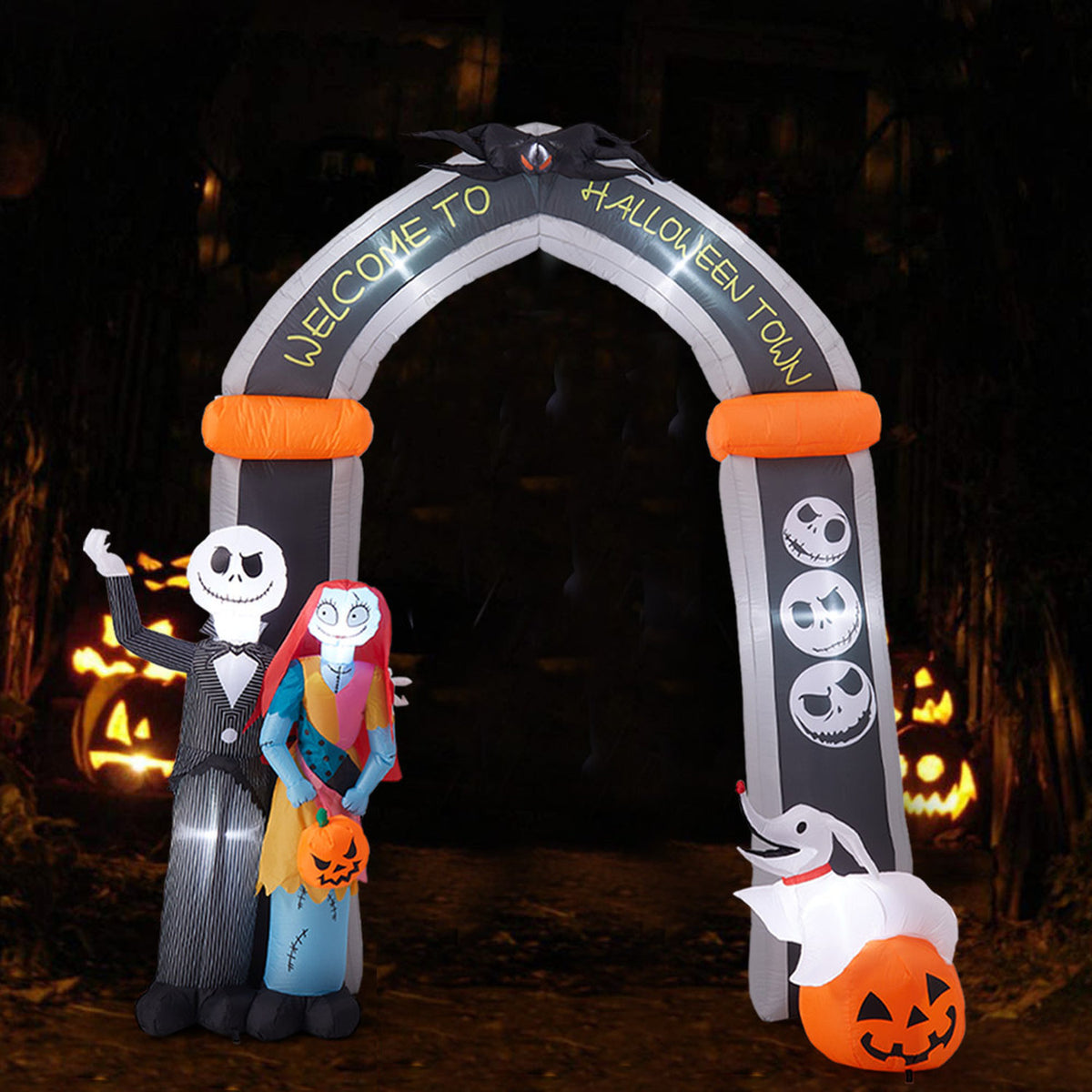 Inflatable Halloween LED Jack Skellington & Sally Arch 10ft