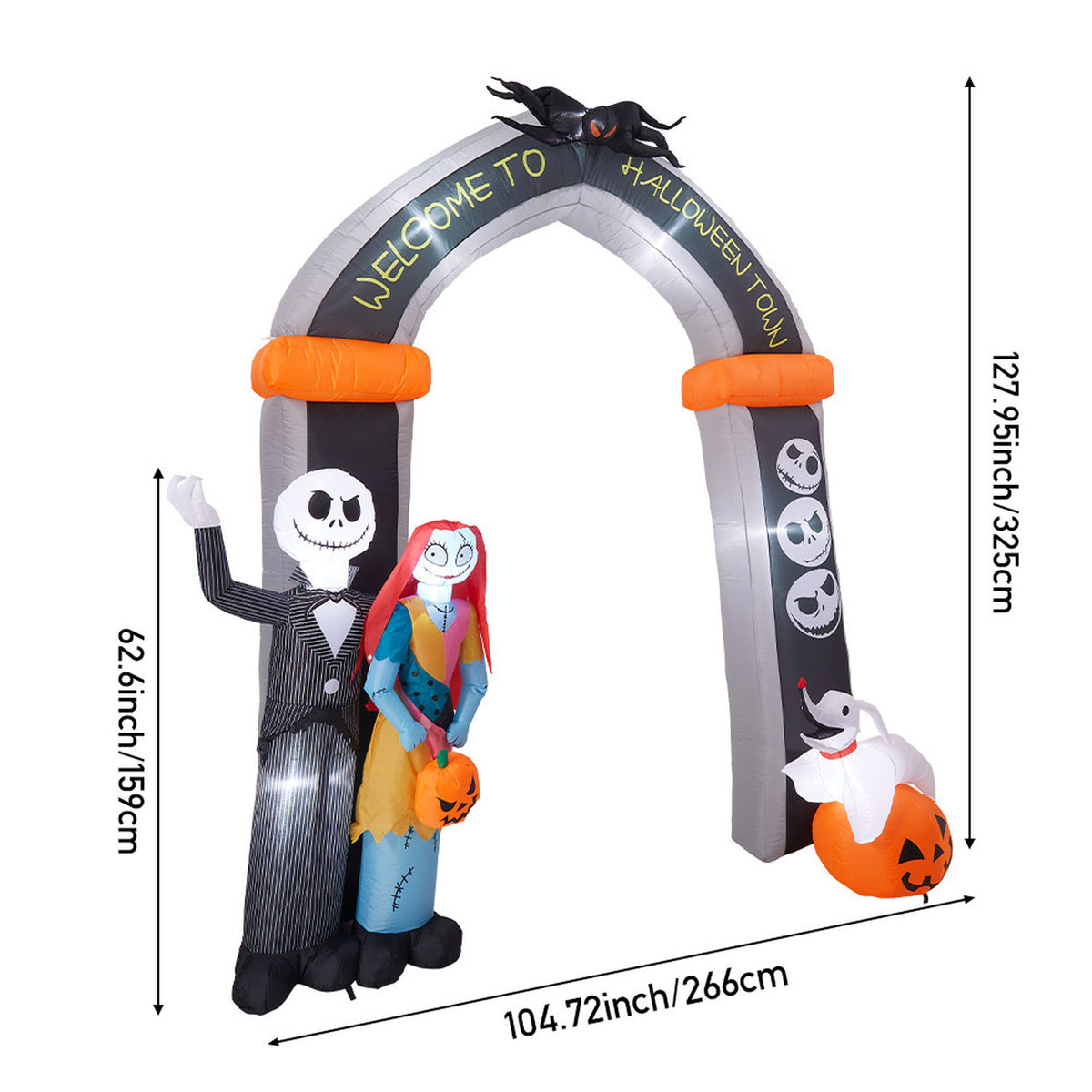 Inflatable Halloween LED Jack Skellington & Sally Arch 10ft