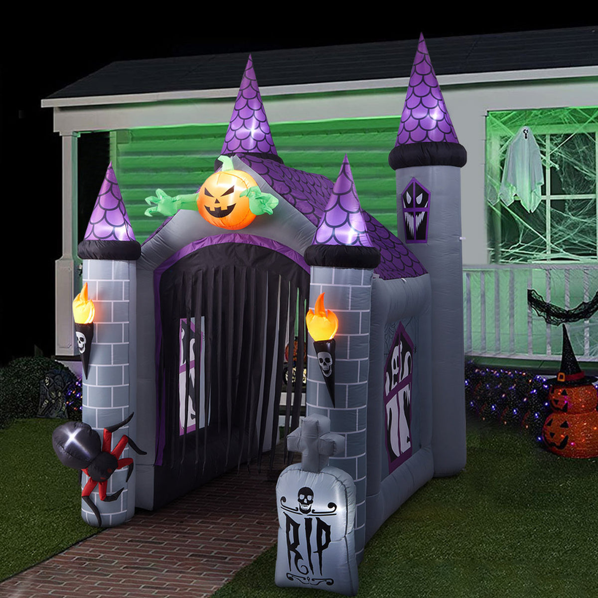 Inflatable Halloween LED Haunted House Castle 11ft