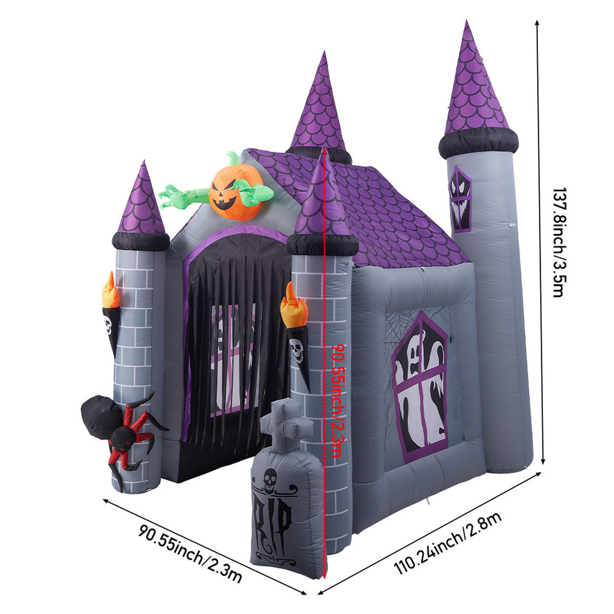 Inflatable Halloween LED Haunted House Castle 11ft