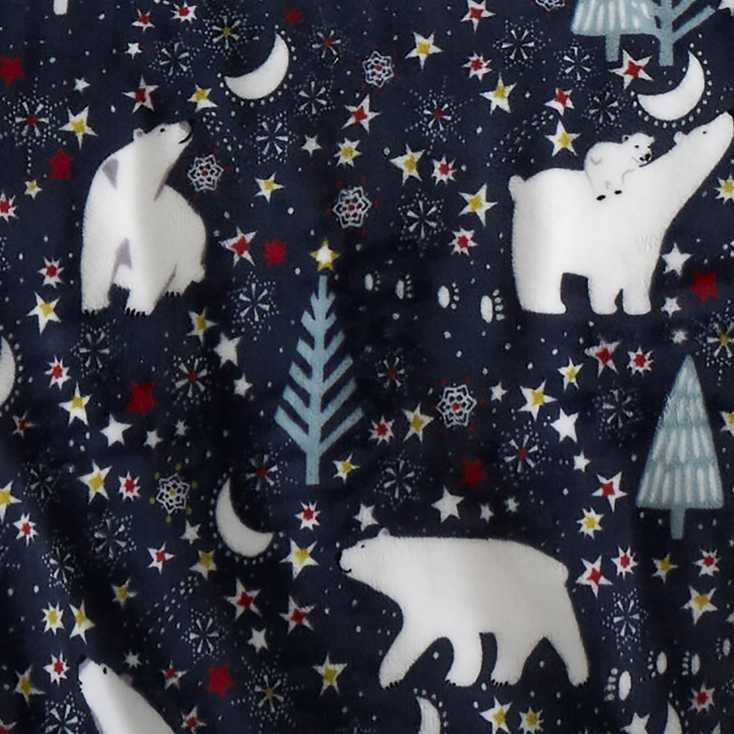 Starry Night Navy Polar Bear Fleece Duvet Set