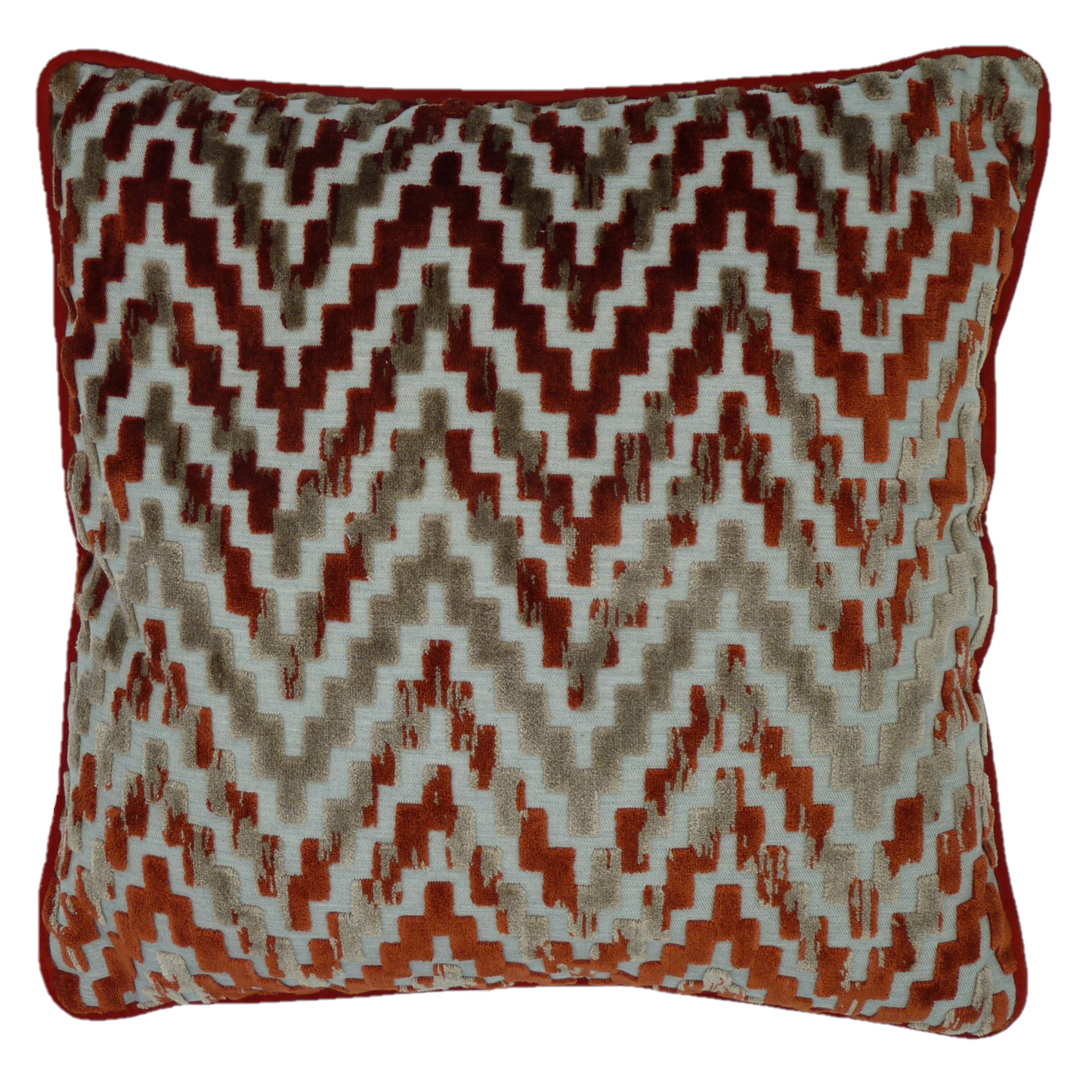 San Remo Burnt Orange Velvet Geometric Cushion Cover (45cm x 45cm)