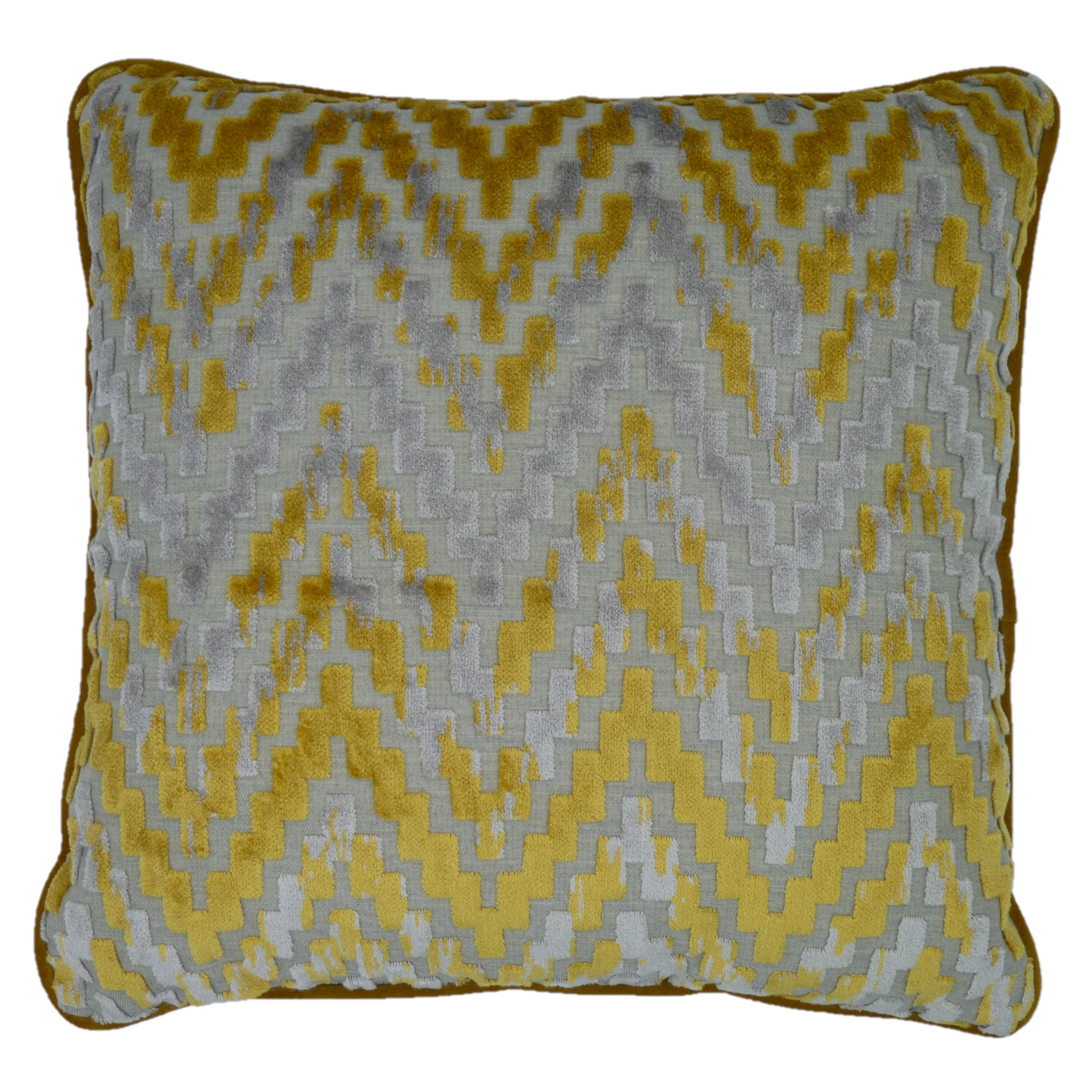 San Remo Ochre Velvet Geometric Cushion Cover (45cm x 45cm)