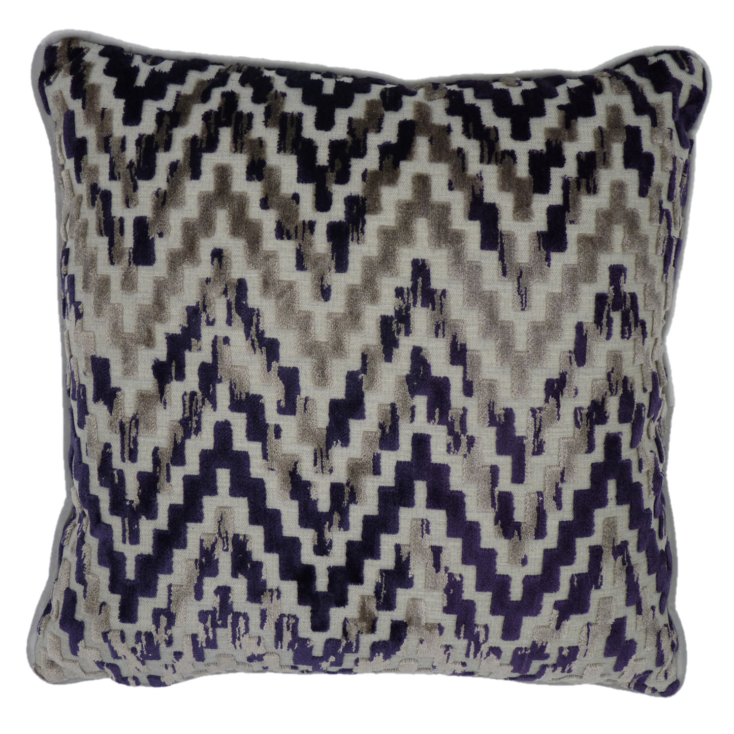 San Remo Purple Velvet Geometric Cushion (45cm x 45cm)