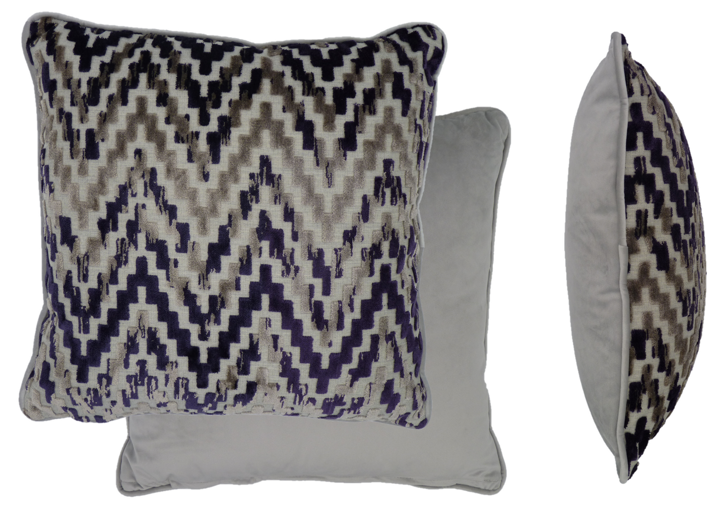 San Remo Purple Velvet Geometric Cushion Cover (45cm x 45cm)