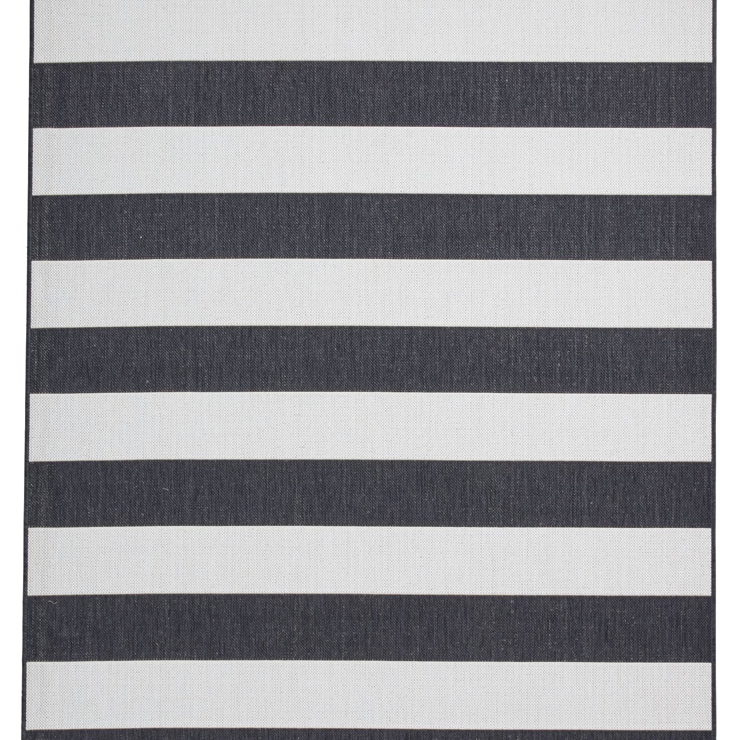 Santa Monica 48644 Black and White Stripe Outdoor Rug