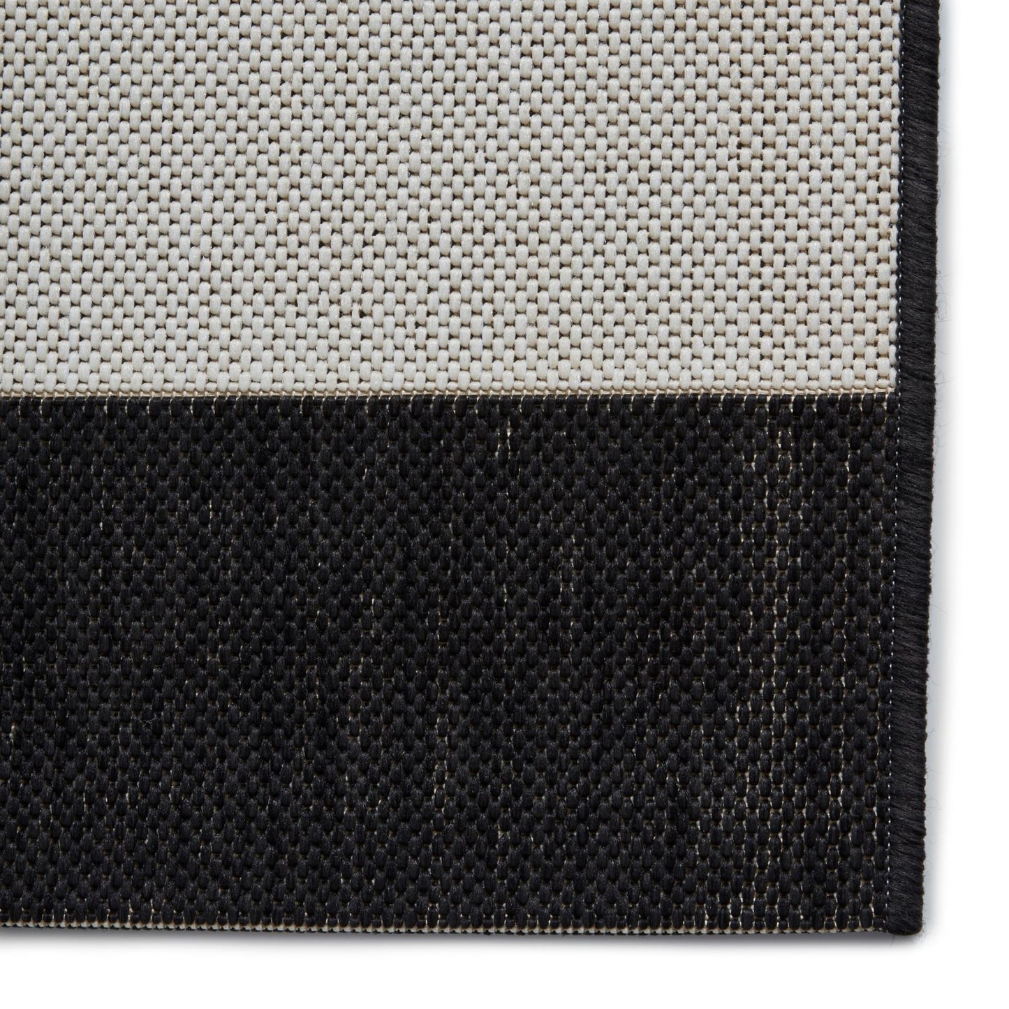 Santa Monica 48644 Black and White Stripe Outdoor Rug