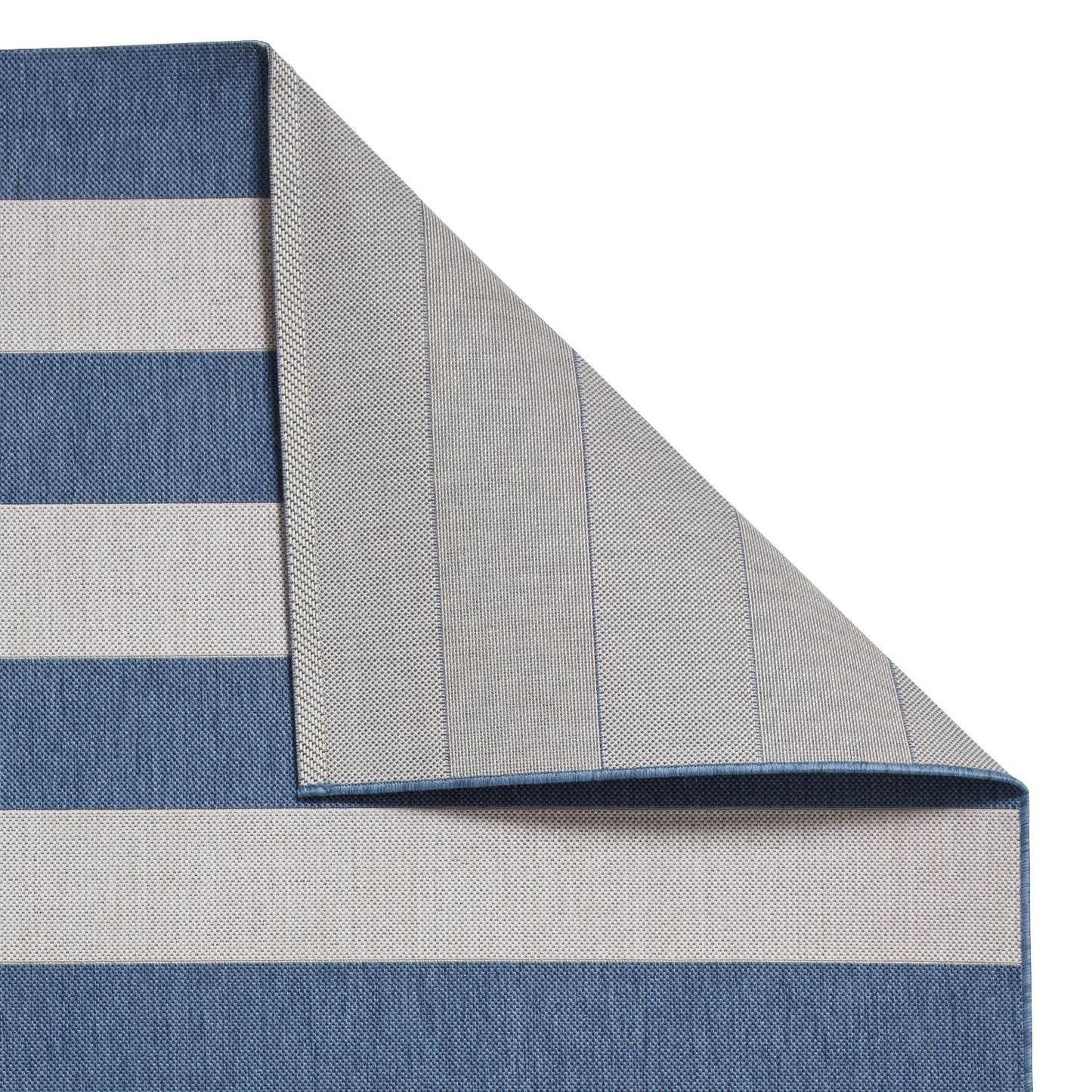 Santa Monica 48644 Blue and Light Beige Stripe Outdoor Rug