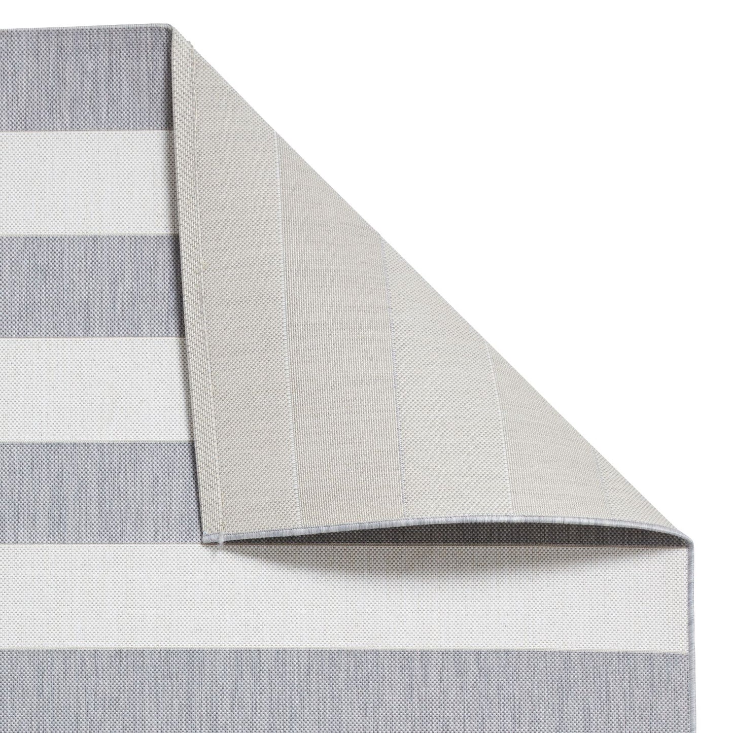 Santa Monica 48644 Grey and Light Beige Stripe Outdoor Rug