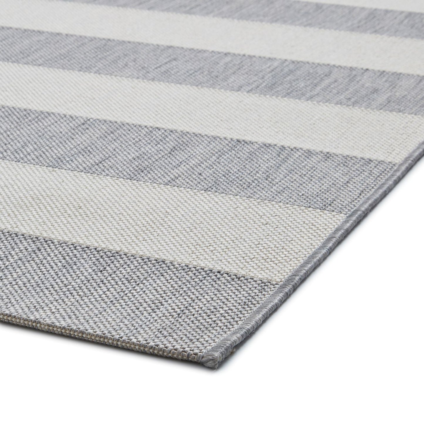 Santa Monica 48644 Grey and Light Beige Stripe Outdoor Rug