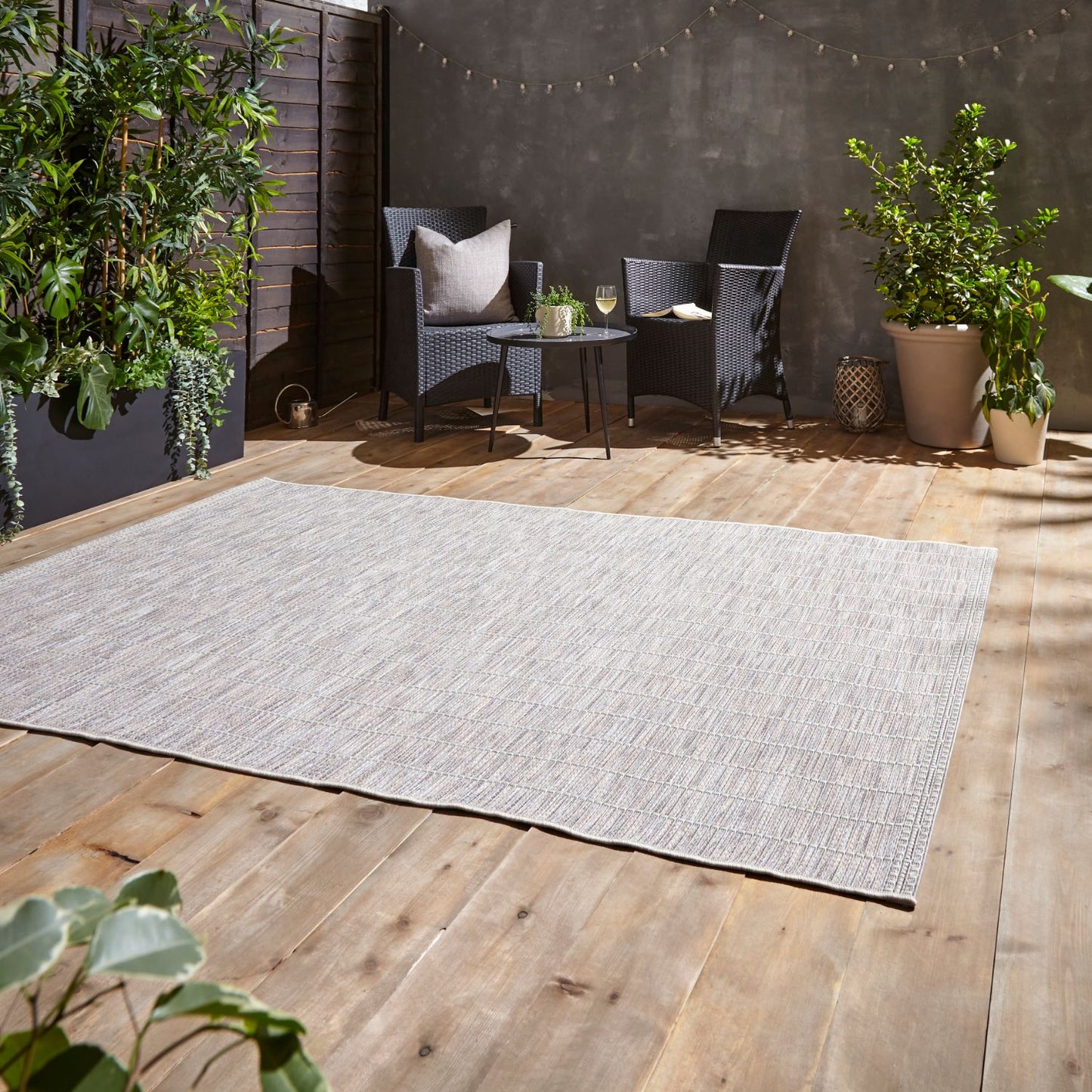 Santa Monica A041 Beige Stripe Outdoor Rug